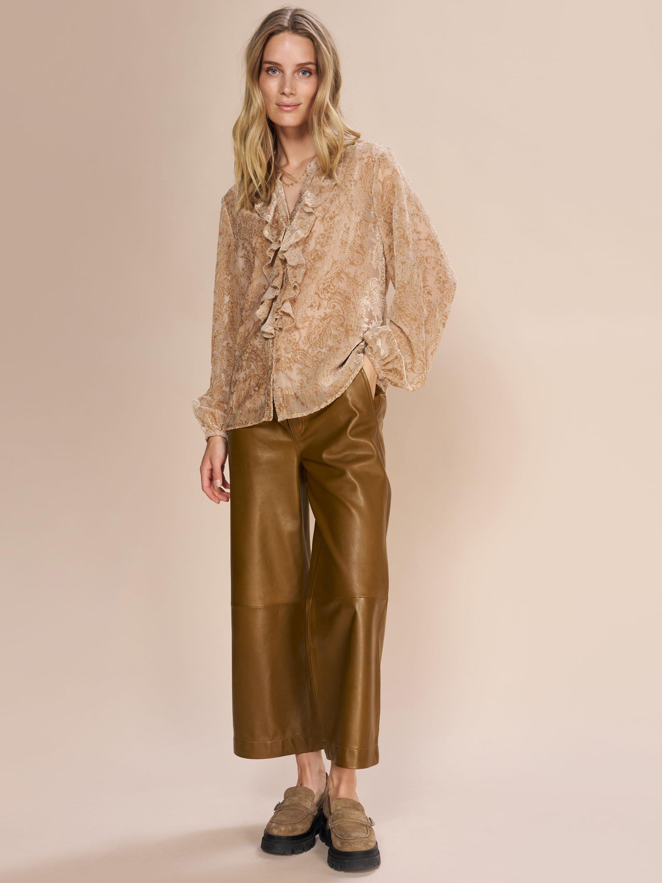 Product image 2 of 6, which shows MOS MOSH Leta Soft Frill Front Long Sleeve Shirt, Sesame, S