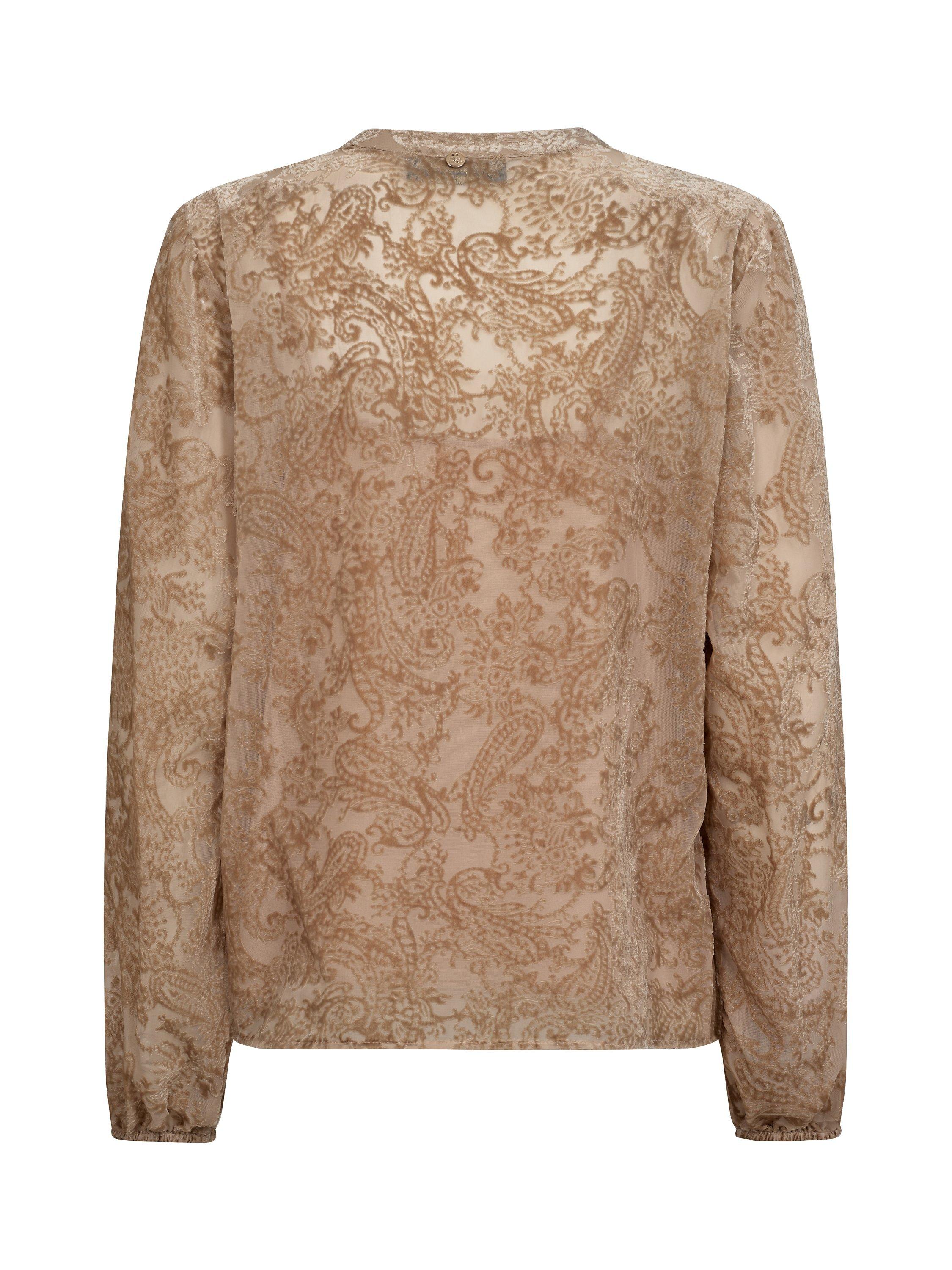 Product image 4 of 6, which shows MOS MOSH Leta Soft Frill Front Long Sleeve Shirt, Sesame, S