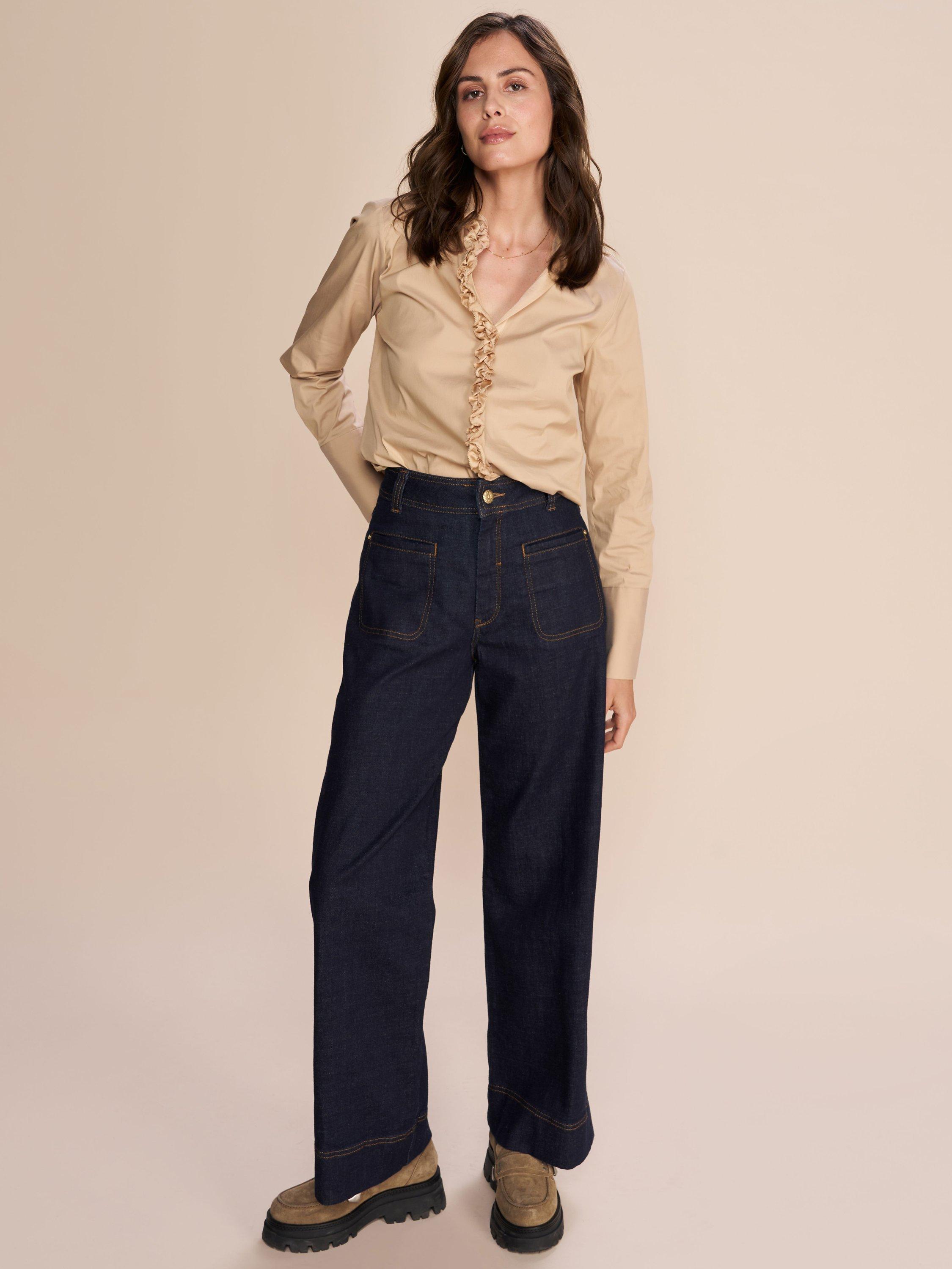 MOS MOSH Soey Wide Leg High Rise Jeans, Dark Blue