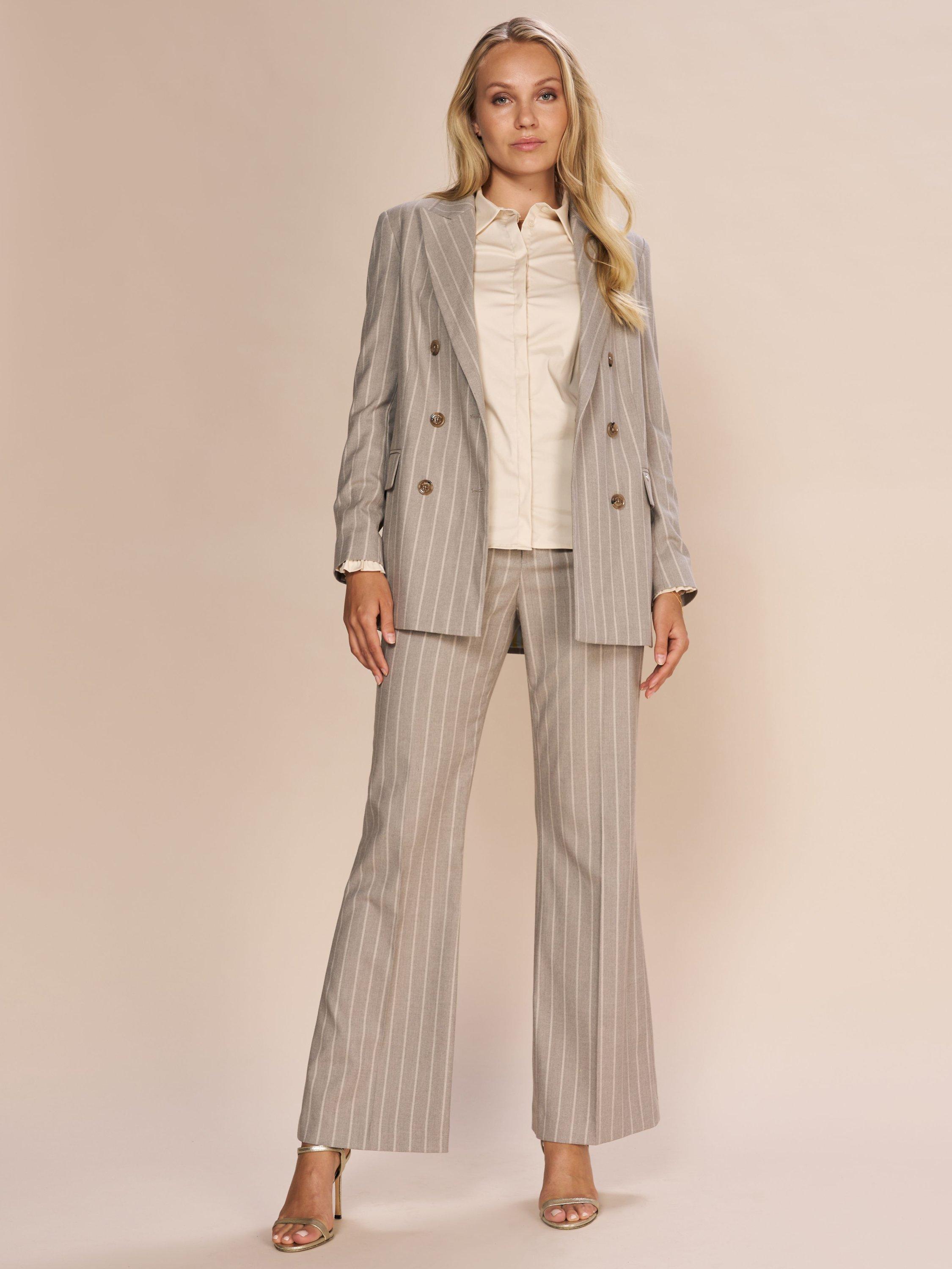 MOS MOSH Rhys Stripe Flared Trousers, Roasted Cashew