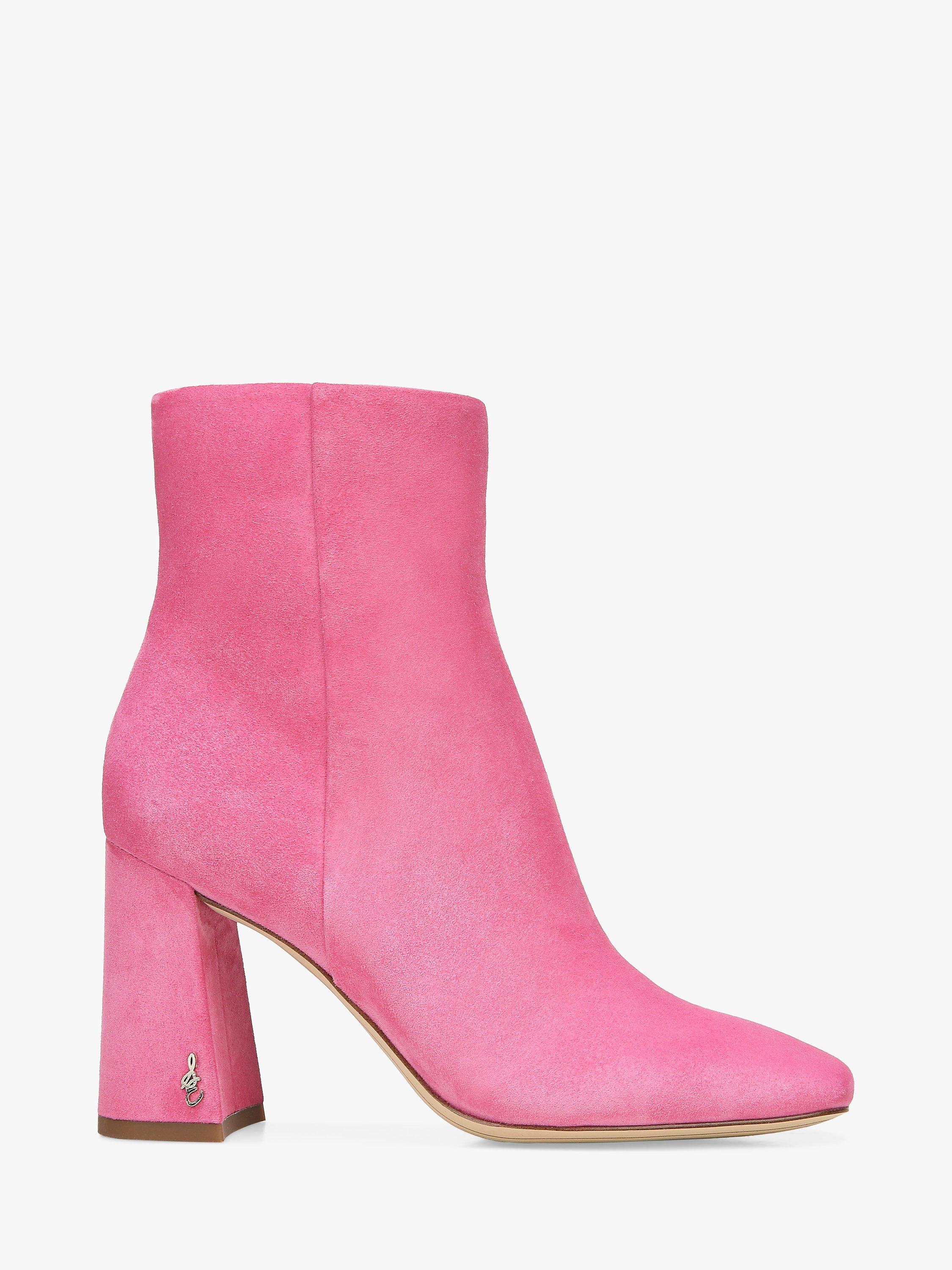 Sam Edelman Codie Block Heel Suede Ankle Boots Pink