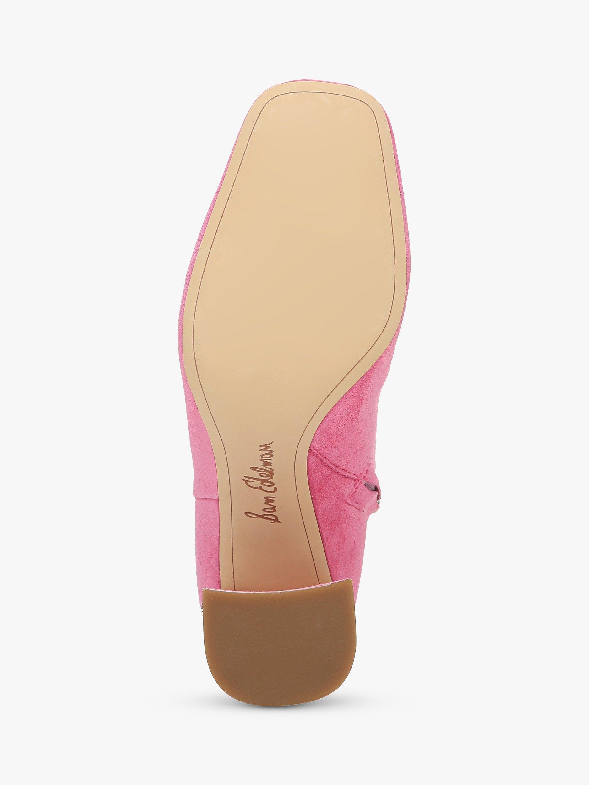 Product image 6 of 6, which shows Sam Edelman Codie Block Heel Suede Ankle Boots, Pink, 3