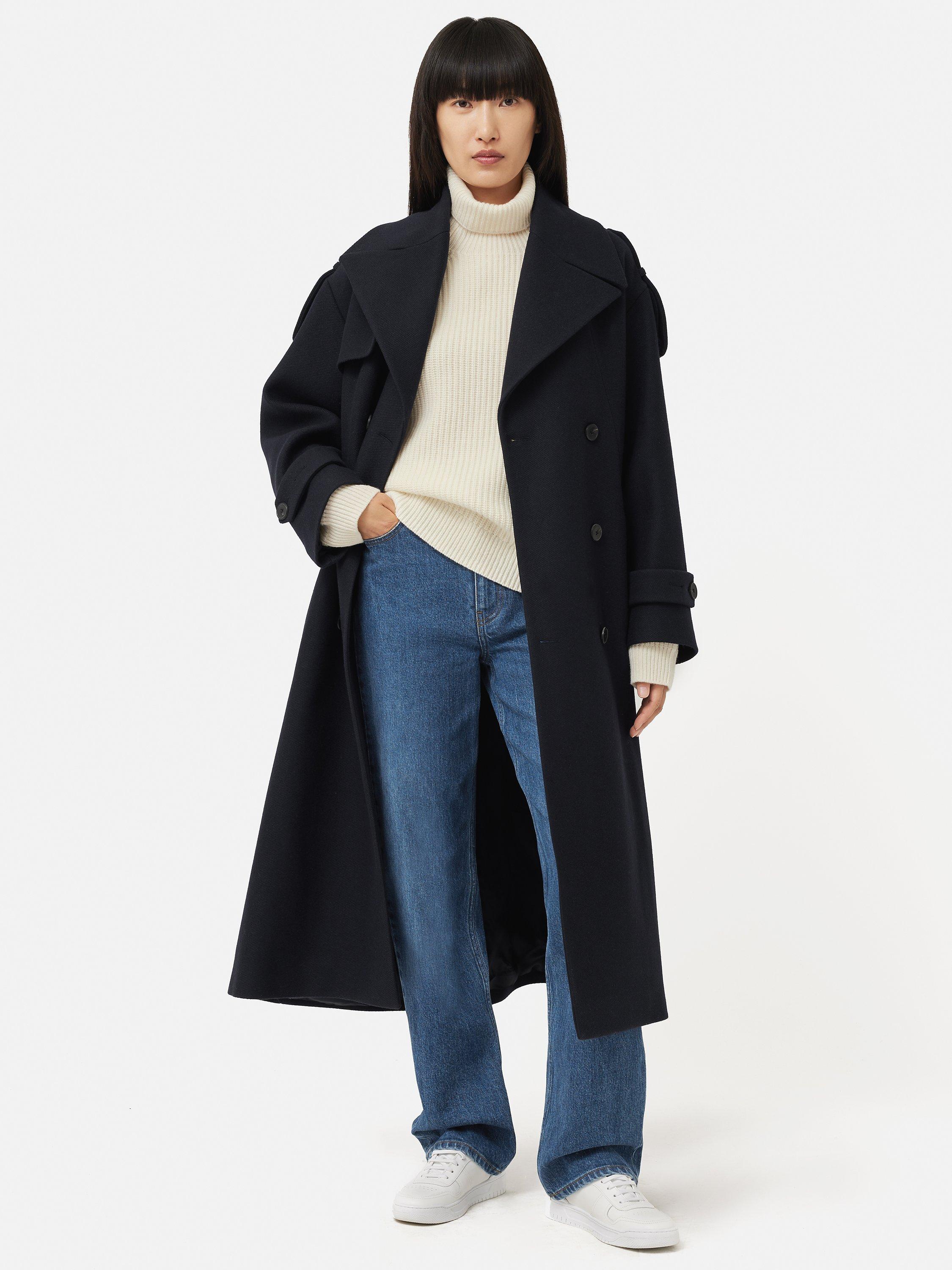 Product image 1 of 2, which shows Jigsaw Nelson Italian Twill Wool Blend Trench Coat, Navy, XL