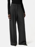 Jigsaw Kemp Wool Blend Pinstripe Trousers, Grey/White