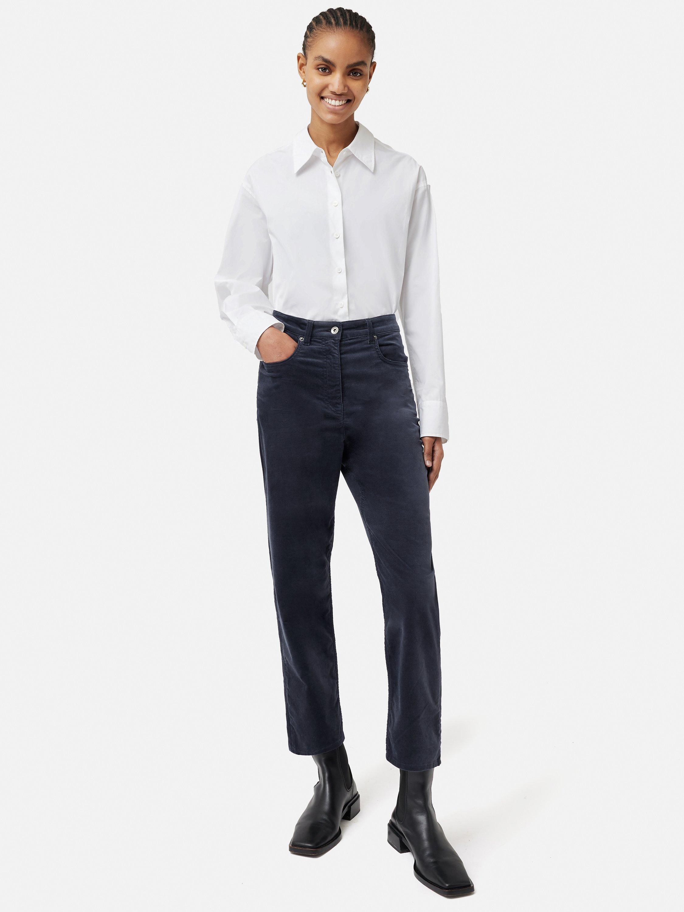 Product image 4 of 6, which shows Jigsaw Delmont Velvet Jeans, Grey, 36R