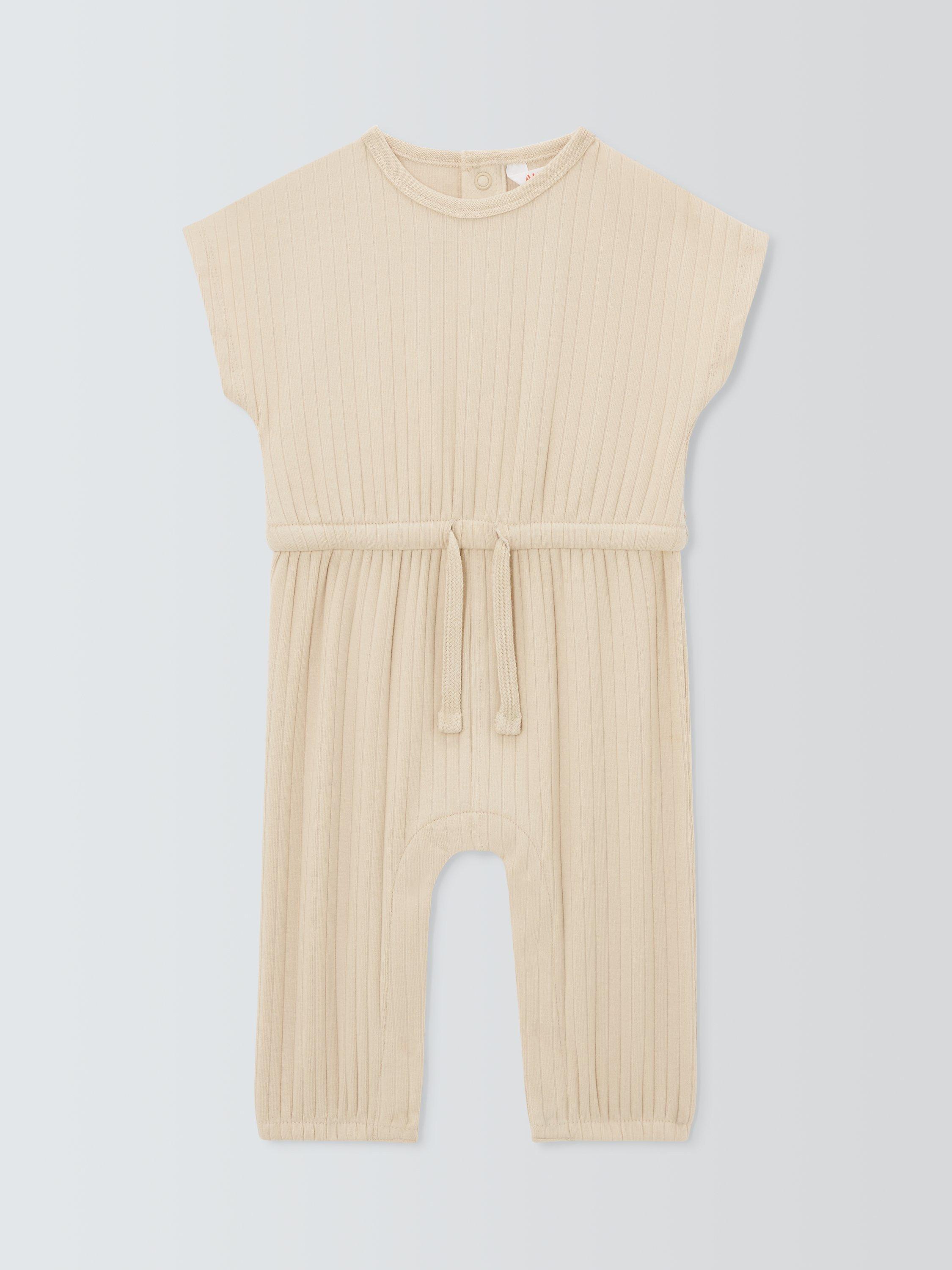 John Lewis ANYDAY Baby Ribbed Jumpsuit, Stone