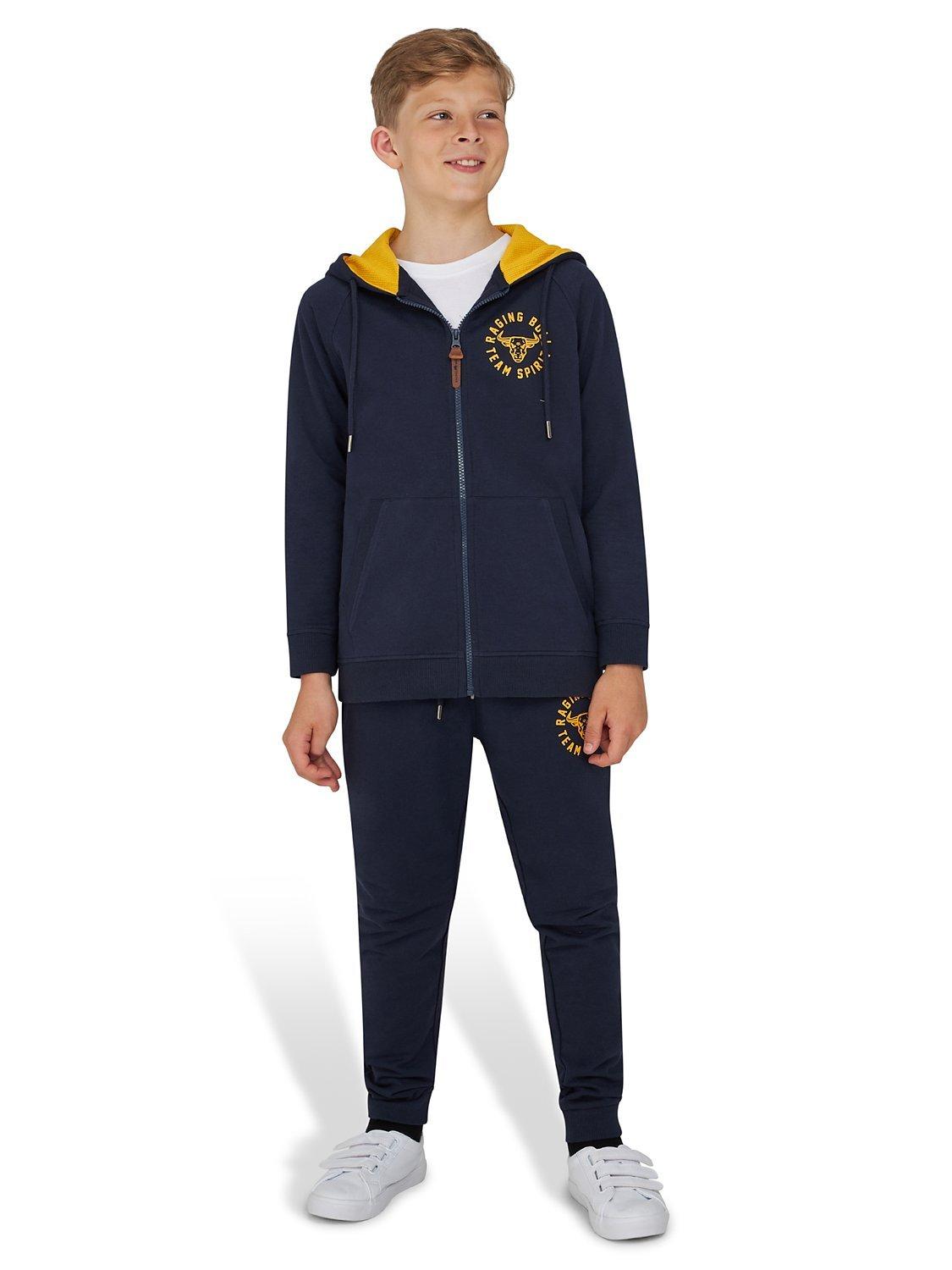 Raging Bull Kids' Team Spirit Logo Zip Through Hoodie, Navy