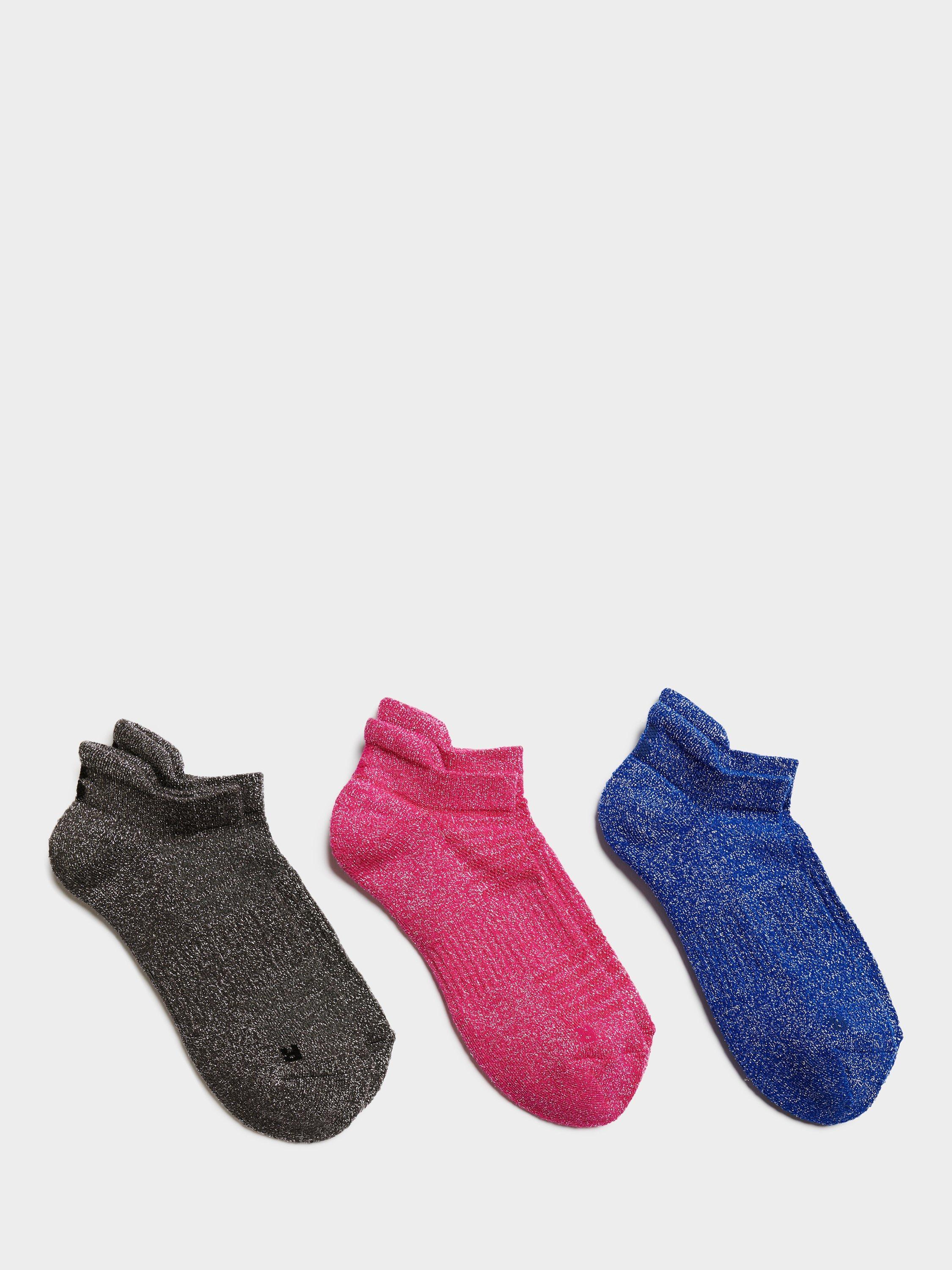 Sweaty Betty Lurex Workout Trainer Socks, Pack of 3, Multi