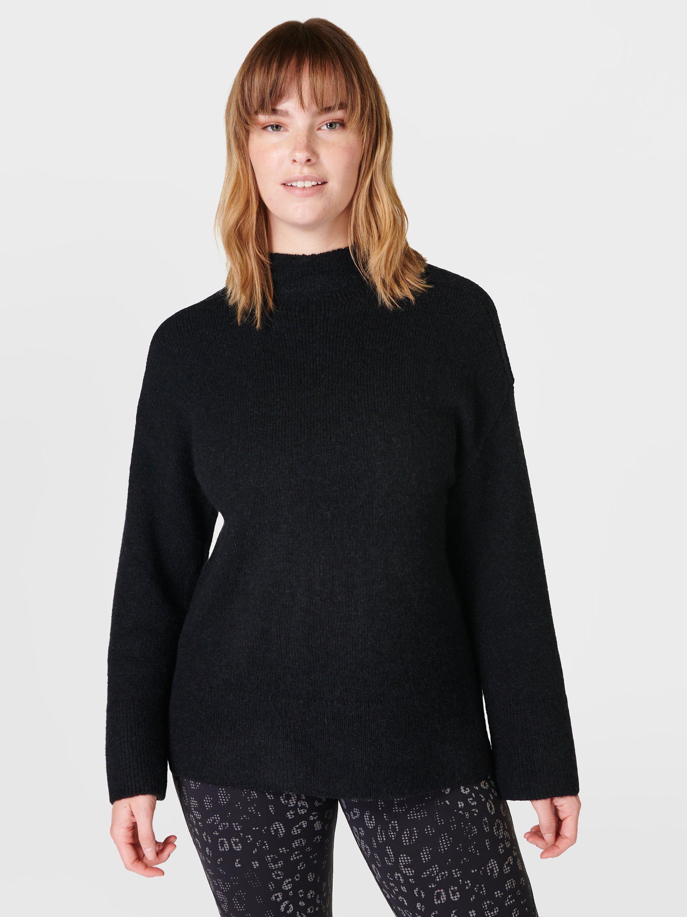 Sweaty Betty Pinnacle Wool Blend Funnel Neck Jumper Black