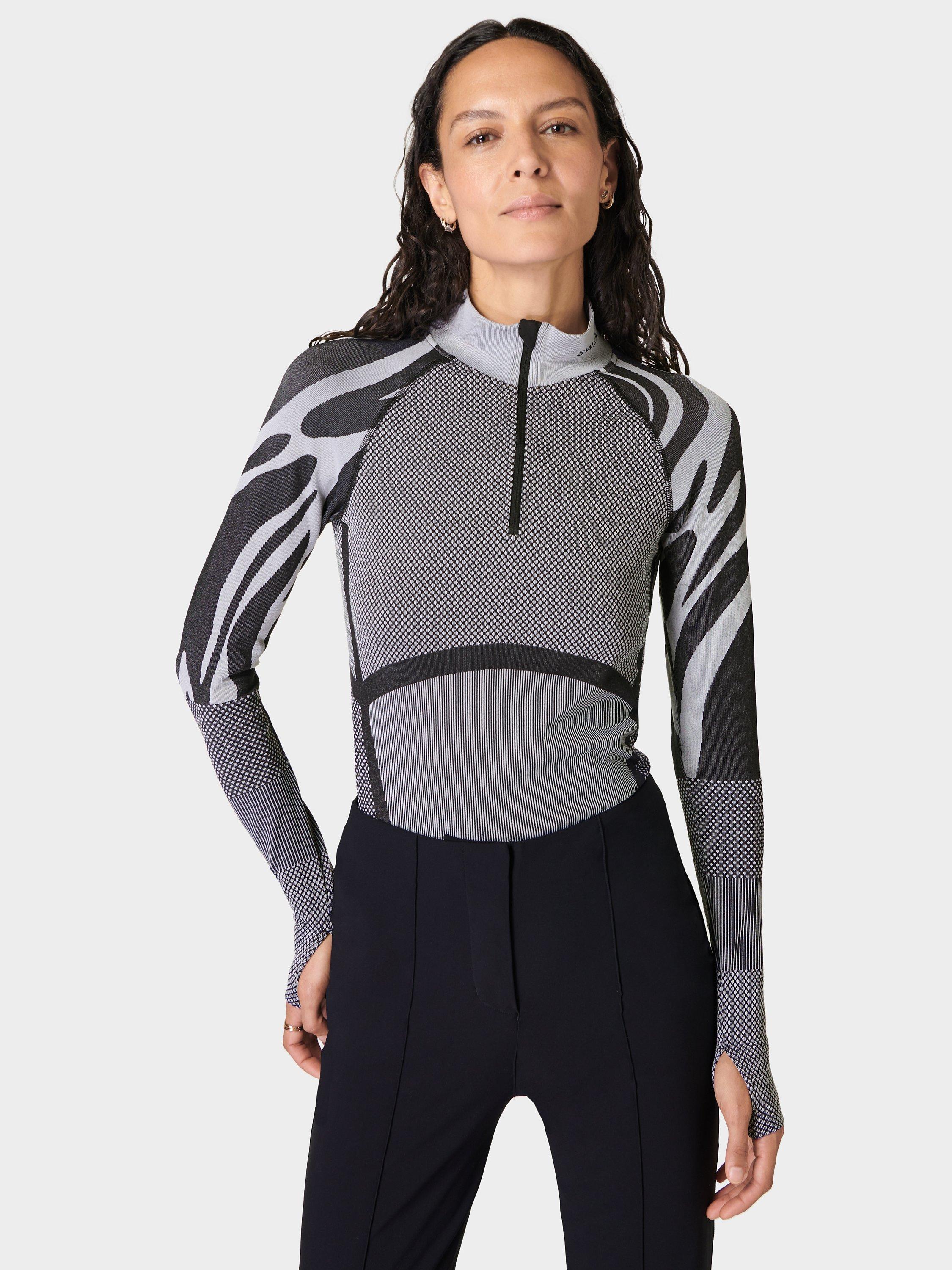 Sweaty Betty Tech 1/2 Zip Abstract Base Layer Top, Black