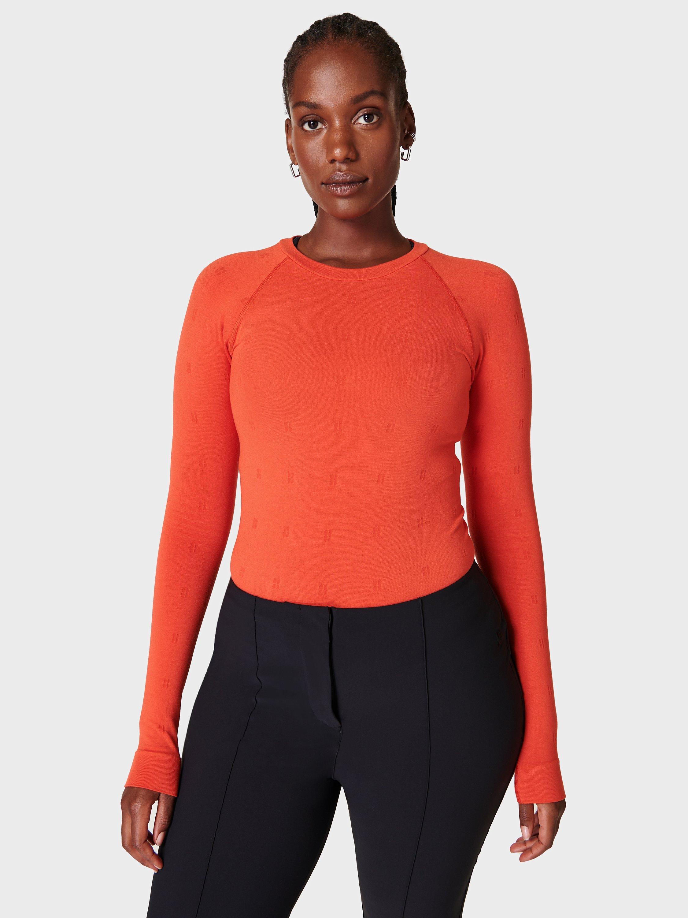 Sweaty Betty Modal Logo Base Layer Long Sleeve Crew Neck Top, Firebird