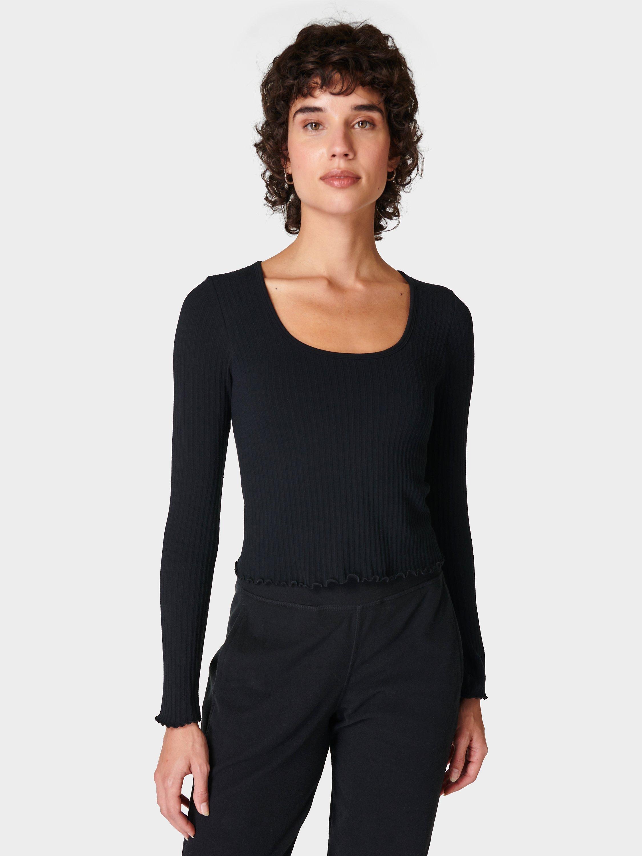 Sweaty Betty Mindful Long Sleeve Crop Top, Black