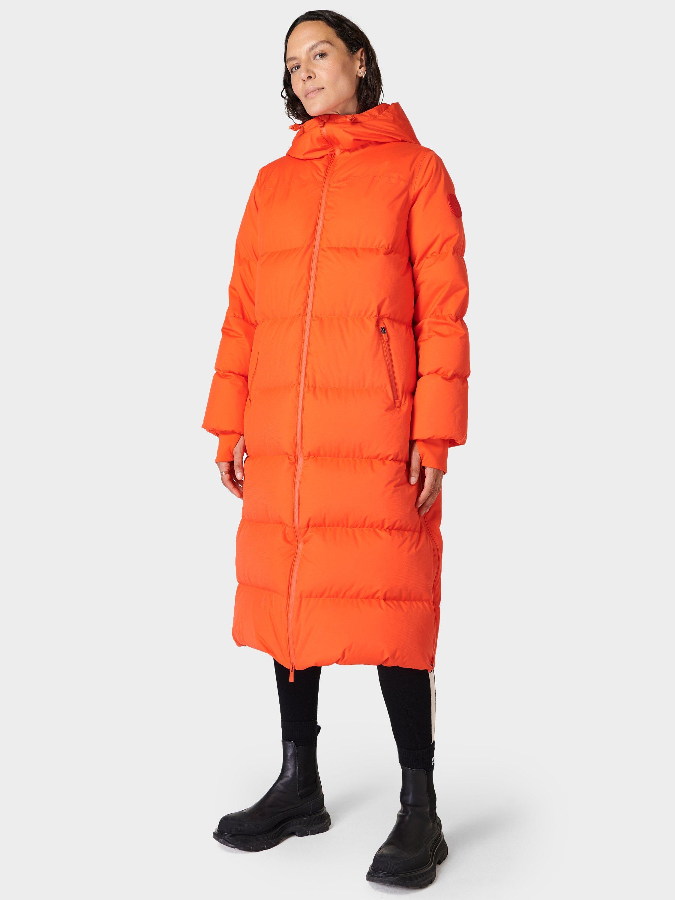 Sweaty Betty Nimbus Longline Down Parka, Trek Green, Firebird