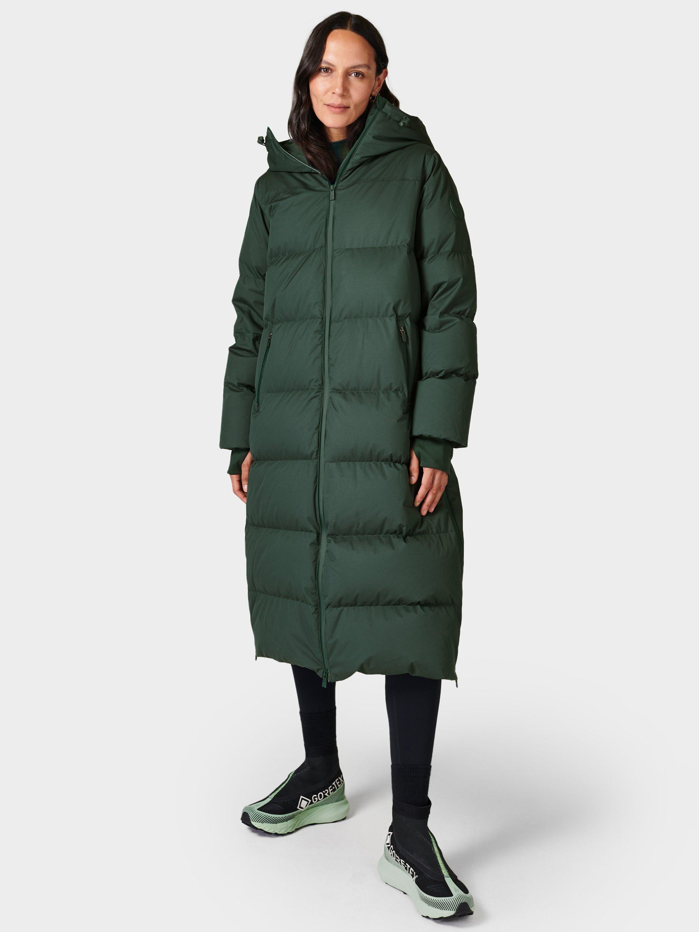 Sweaty Betty Nimbus Longline Down Parka Trek Green