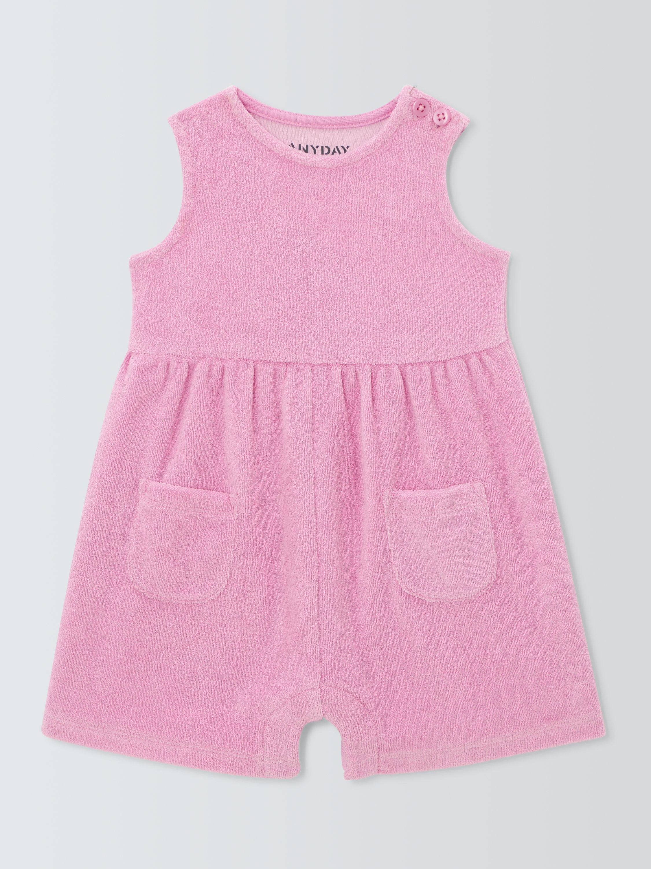 John Lewis ANYDAY Baby Towelling Playsuit, Pink