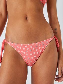 John Lewis ANYDAY Jacquard Flower Bikini Bottoms, Pack of 2, Bright Coral, Bright Coral