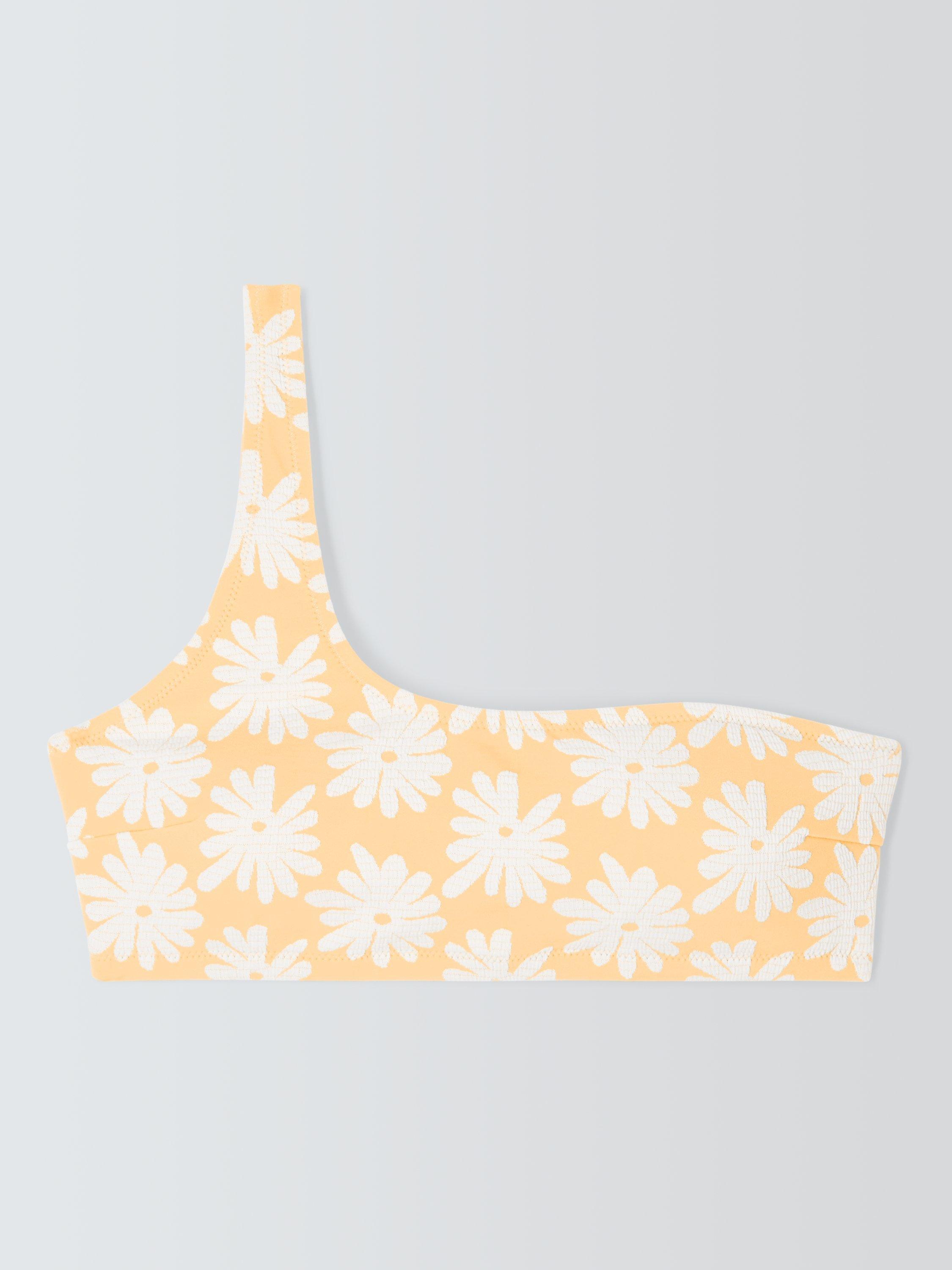 Product image 5 of 6, which shows John Lewis ANYDAY Jacquard Floral One Shoulder Bikini Top, Yellow, 8
