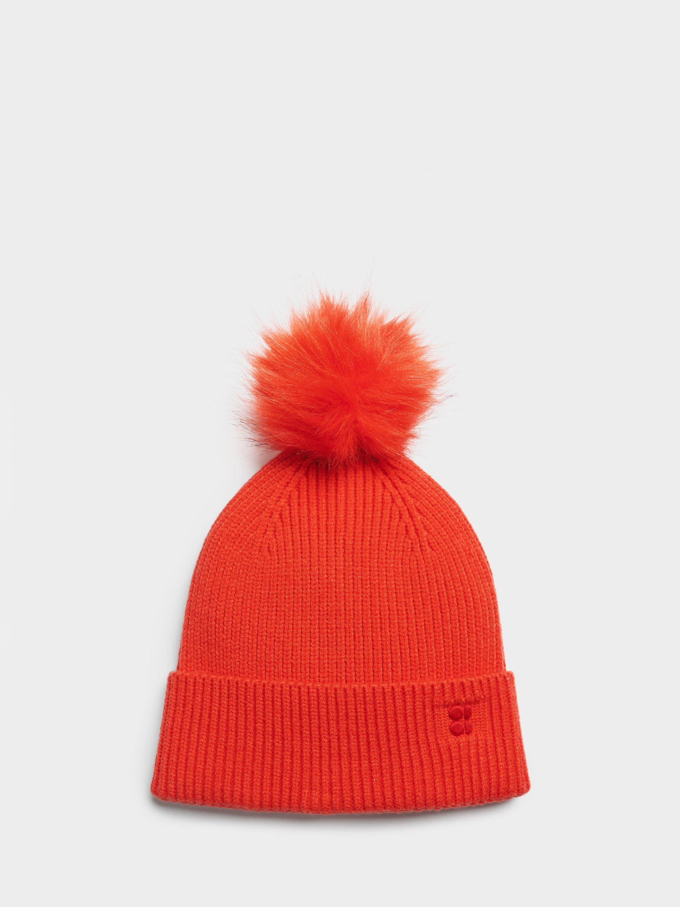 Sweaty Betty Rib Knit Pom Pom Beanie Hat, Firebird, One Size