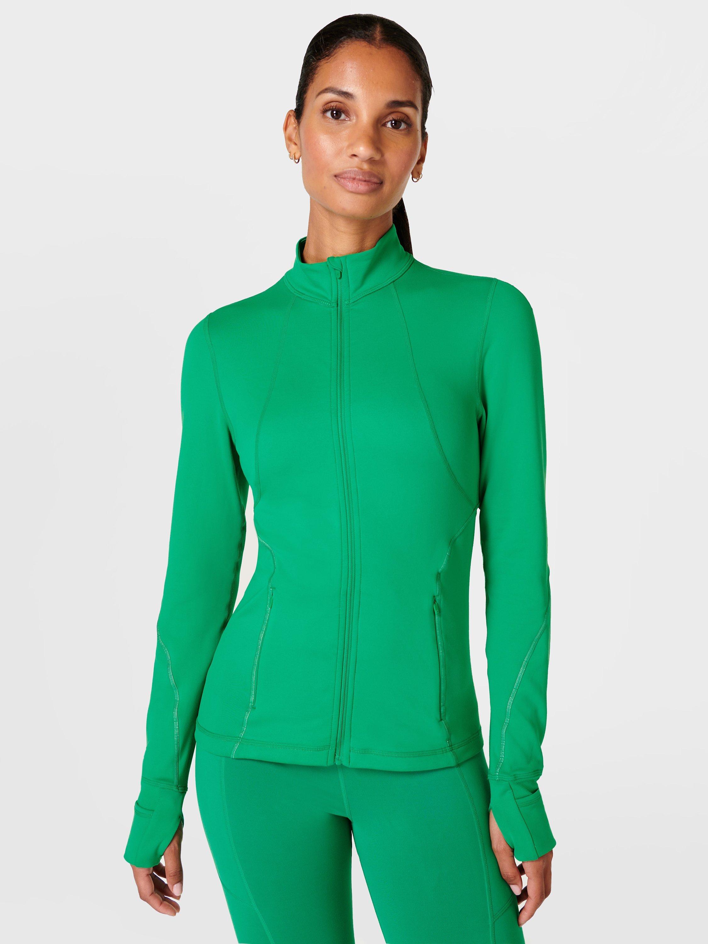 Sweaty Betty Therma Boost Running Zip Up Top, Electro Green