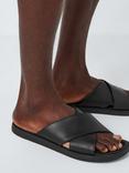 John Lewis Leather Cross Strap Sandals, Black