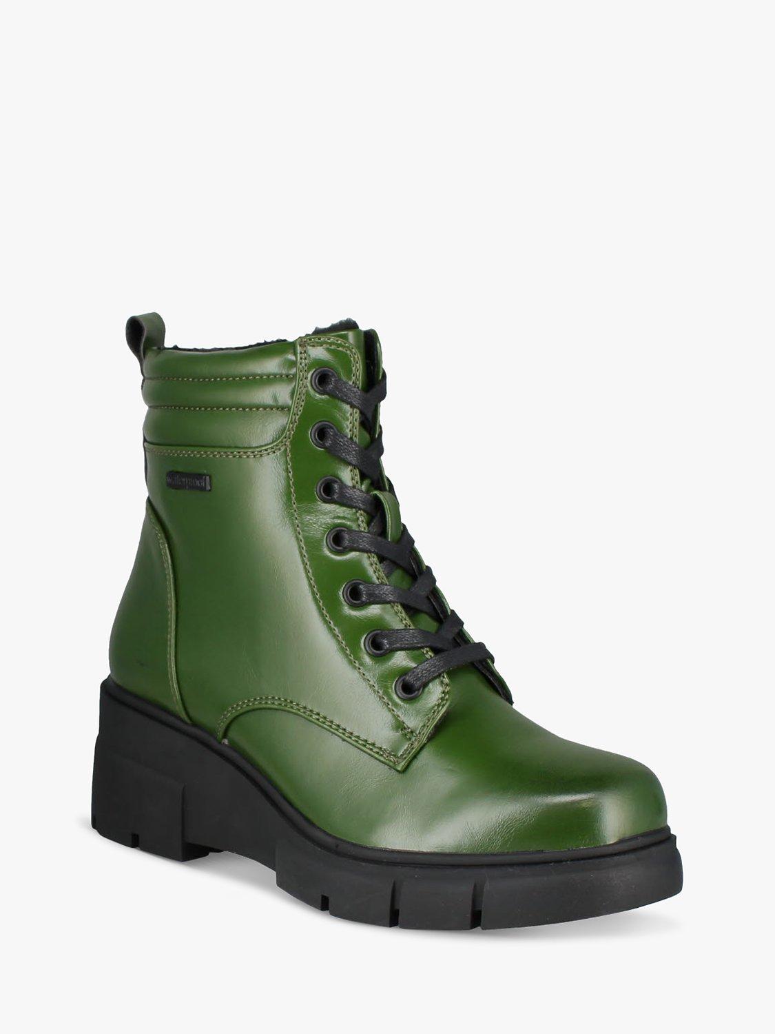 Westland by Josef Seibel Willey 02 The Chunky Wedge Lace Up Boots, Olive, 3