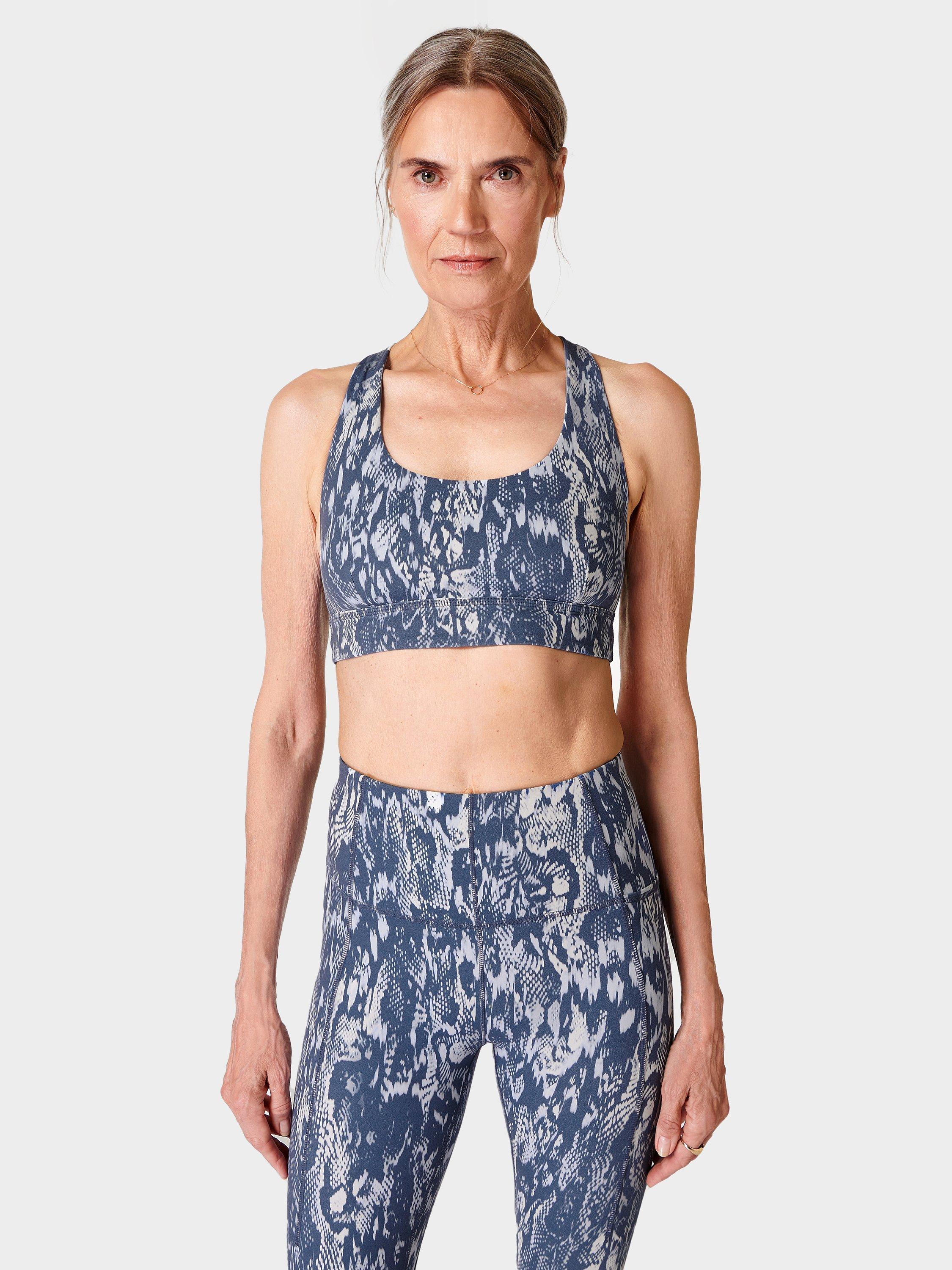 Sweaty Betty Super Soft Reversible Sports Bra, Blue Snake Print