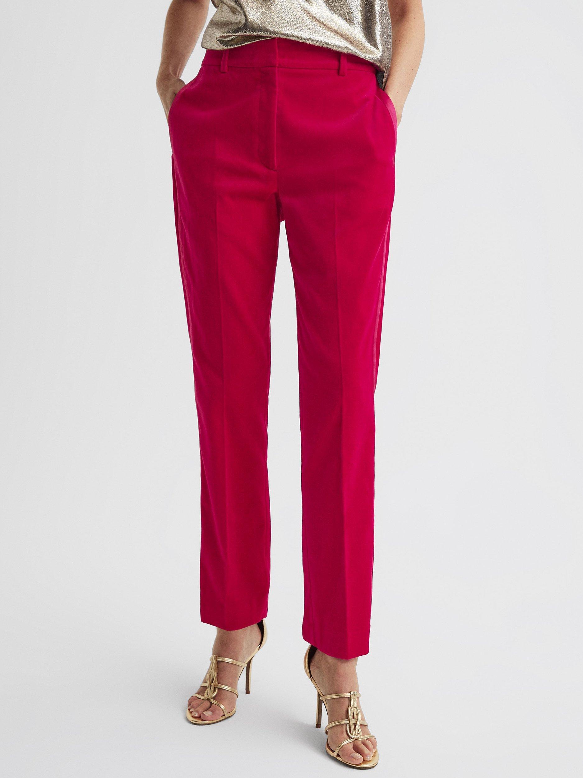 Reiss Rosa Tailored Velvet Trousers, Pink
