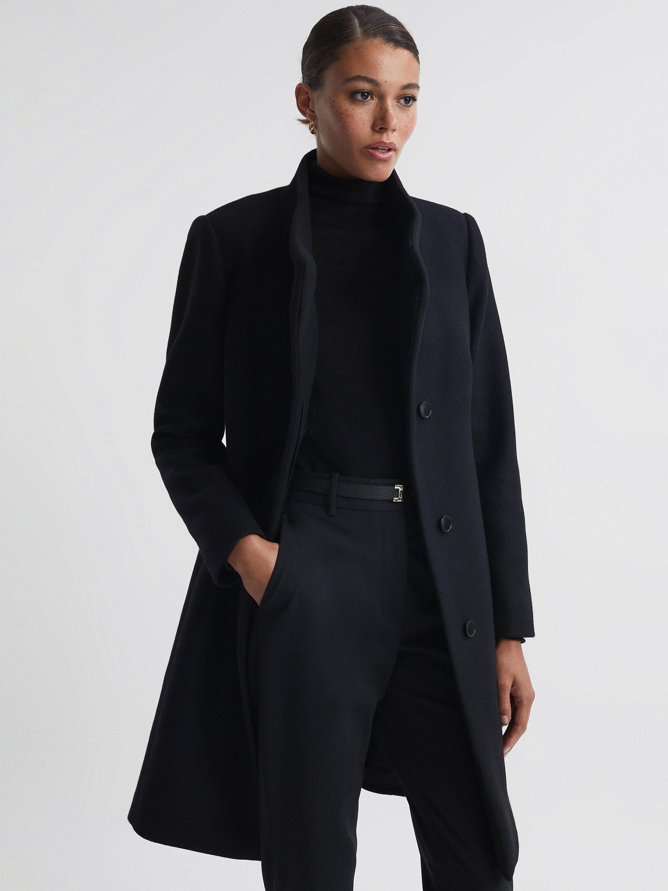 Black wool coat womens petite best sale