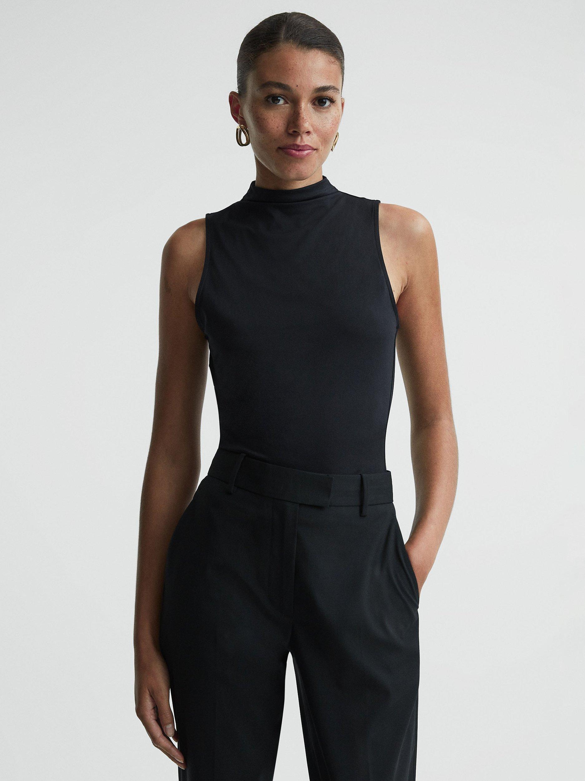 Reiss Bianca Ruched High Neck Sleeveless Top