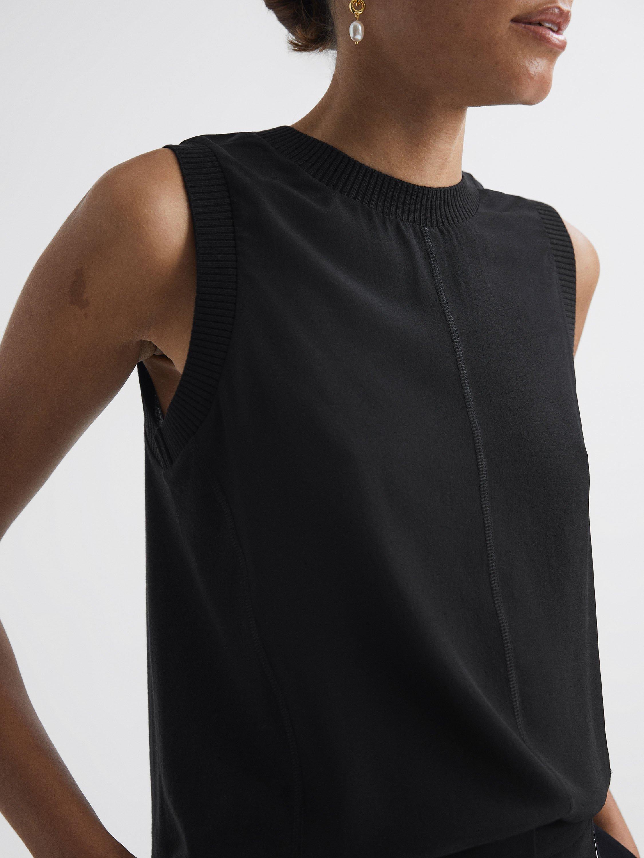 Reiss Dotty Silk Top, Black