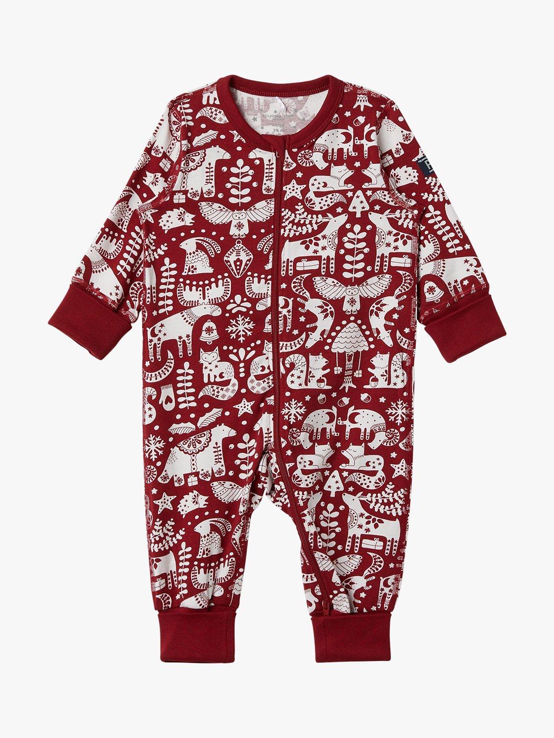 Polarn O. Pyret Baby Organic Blend Nordic Animal Onesie, Red