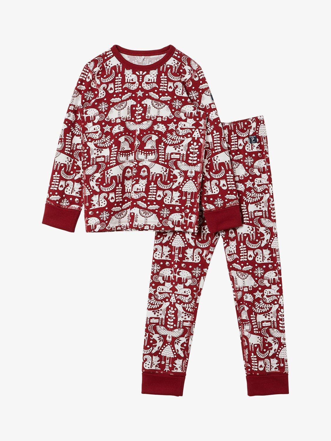 Polarn O. Pyret Kids' Organic Cotton Nordic Festive Pyjamas, Red