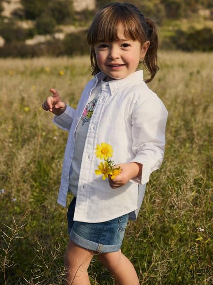 Polarn O. Pyret Kids' Organic Cotton Shirt, White, White
