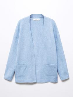 Mango Kids' Tique Open Cardigan, Light Pastel Blue