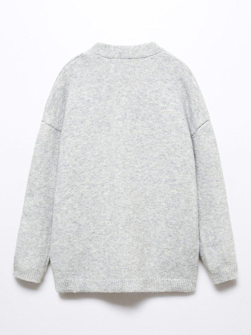 Product image 2 of 3, which shows Mango Kids' Tique Open Cardigan, Light Pastel Grey, 5-6 years