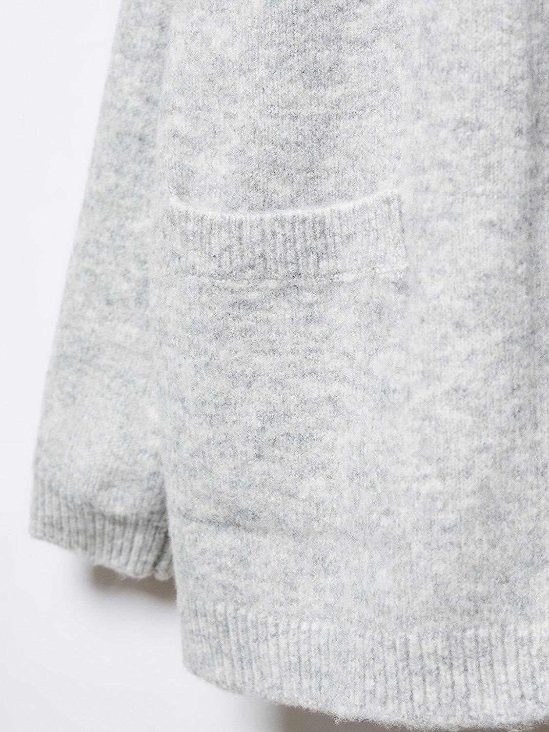 Product image 3 of 3, which shows Mango Kids' Tique Open Cardigan, Light Pastel Grey, 5-6 years