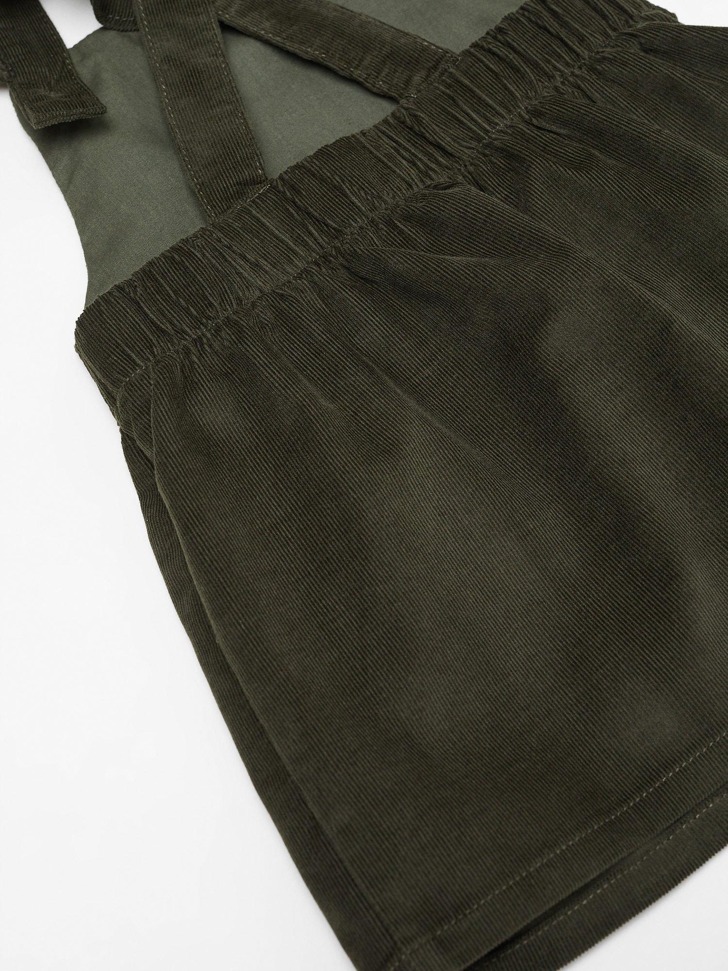 Product image 3 of 4, which shows Mango Baby Fiji Corduroy Pinafore Dress, Medium Green, 9-12 months