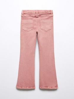Mango Kids' Flarel Side Slit Flared Jeans - view 2, Pink