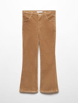 Mango Kids' Velvet Flared Trousers, Medium Brown