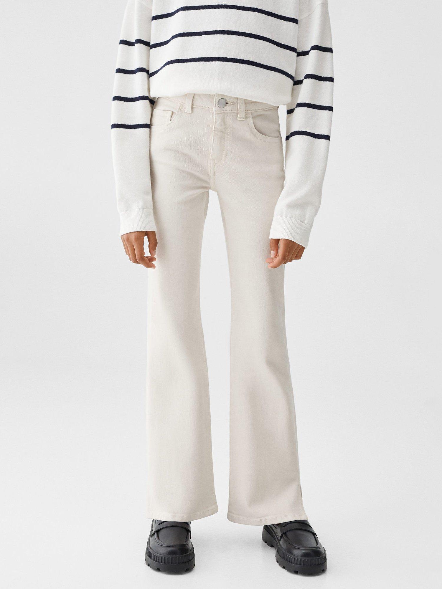 Product image 1 of 7, which shows Mango Kids' Flarel Side Slit Flared Jeans, Light Pastel Brown, 6 years