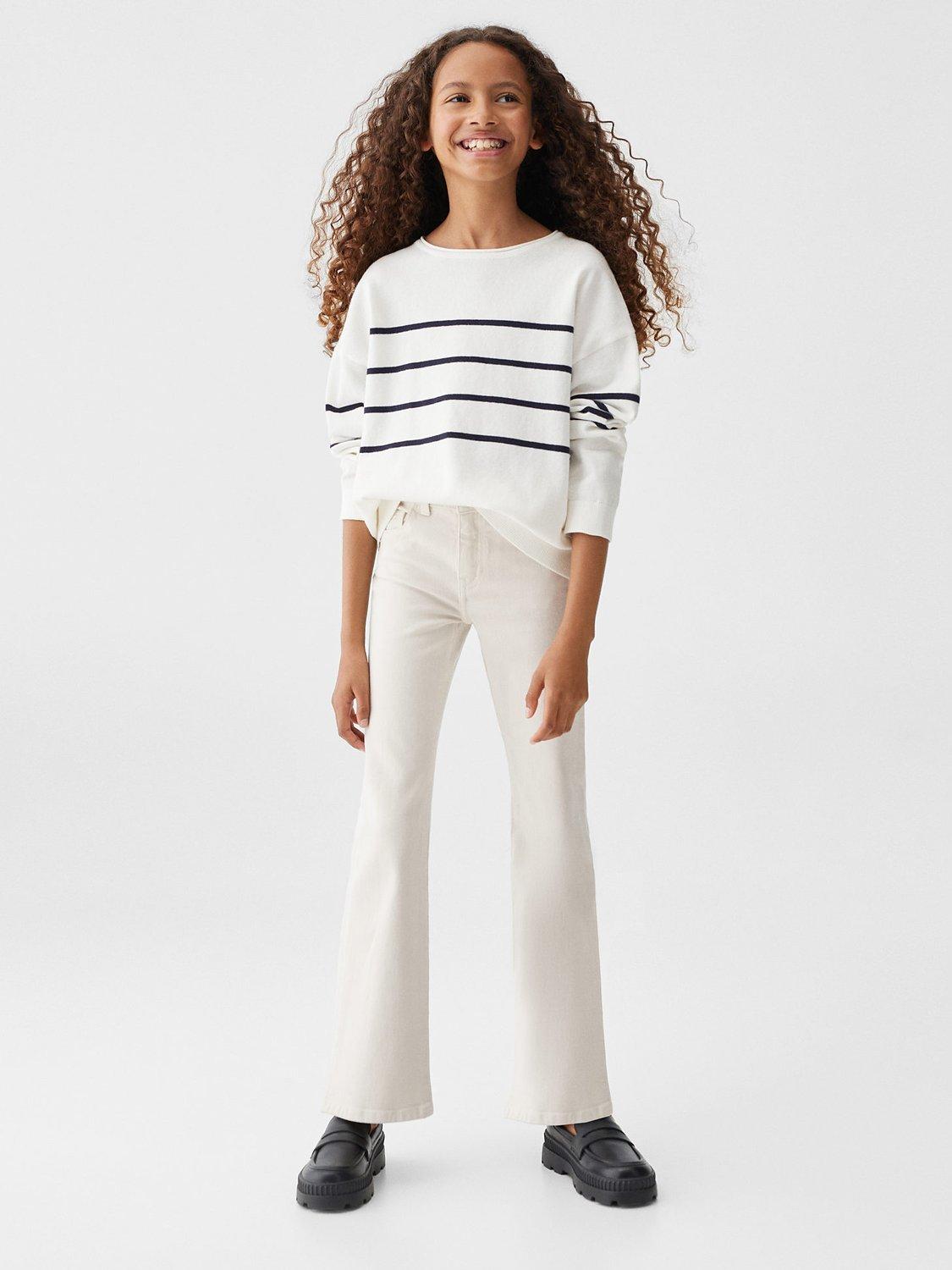 Product image 2 of 7, which shows Mango Kids' Flarel Side Slit Flared Jeans, Light Pastel Brown, 6 years