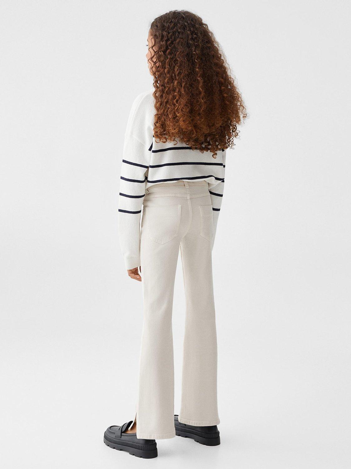 Product image 4 of 7, which shows Mango Kids' Flarel Side Slit Flared Jeans, Light Pastel Brown, 6 years