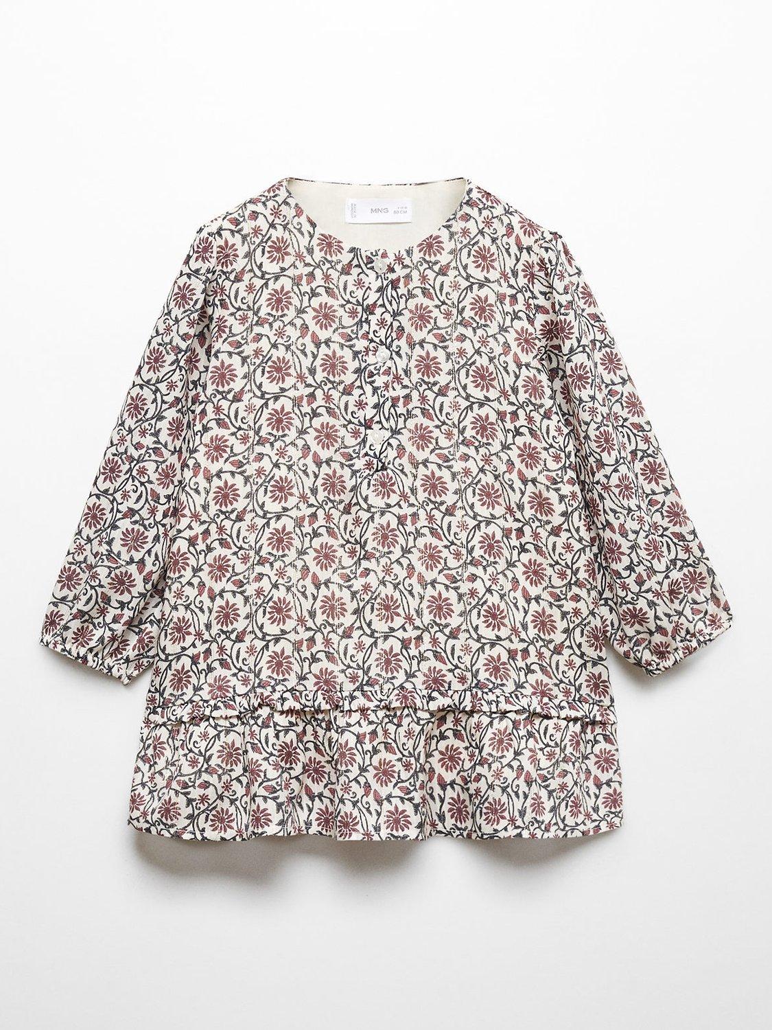 Mango Kids' Babol Floral Print Smock Dress, Purple/Multi
