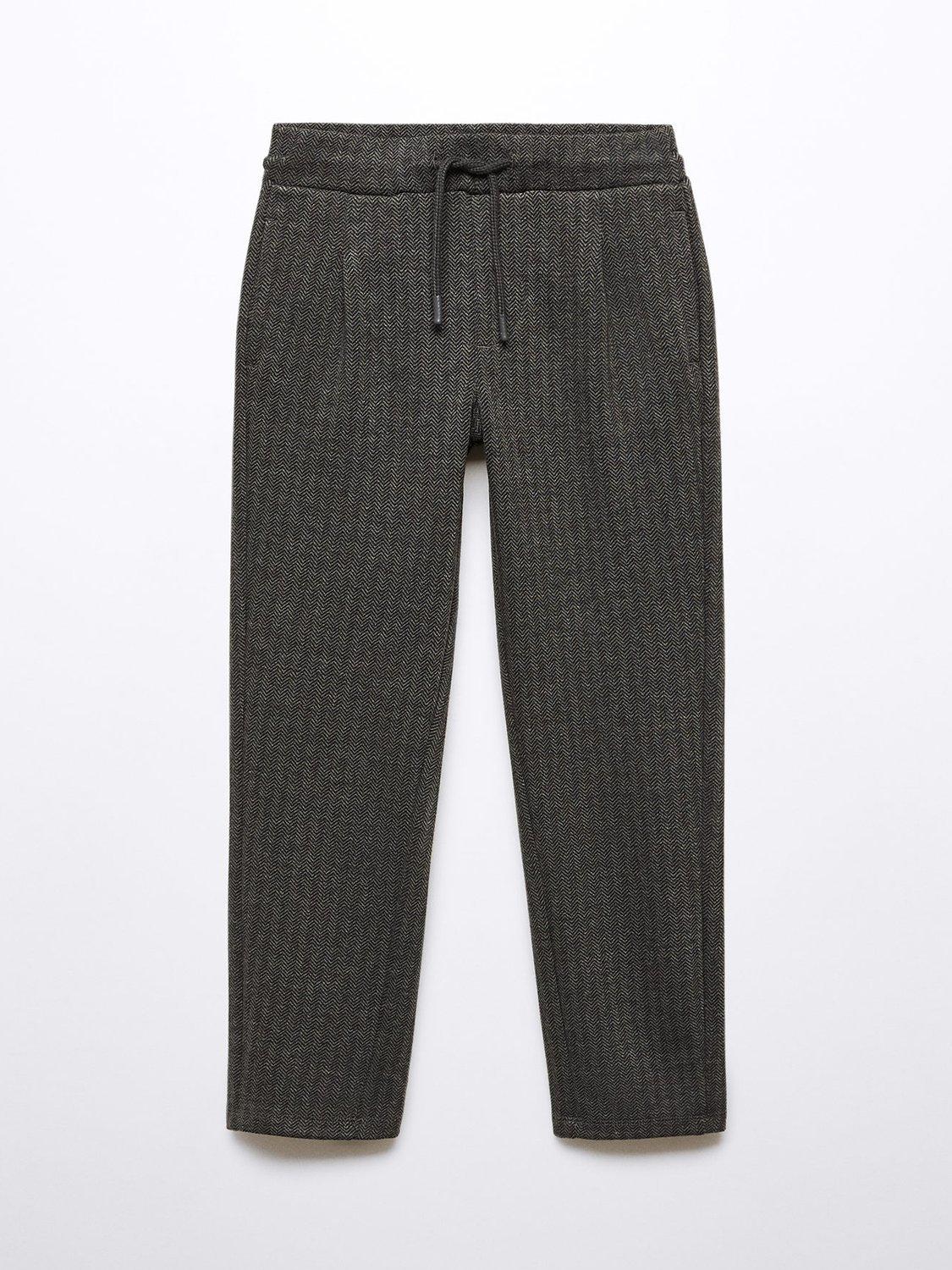 Mango Kids' Malmo Flecked Trousers, Charcoal