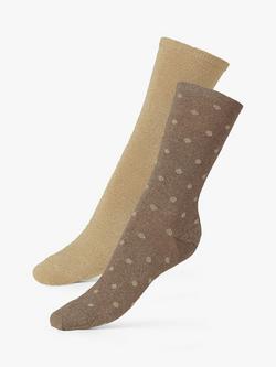 Dear Denier Mei Soft Glitter Spot Socks, Pack of 2, Gold/Multi, Gold/Multi