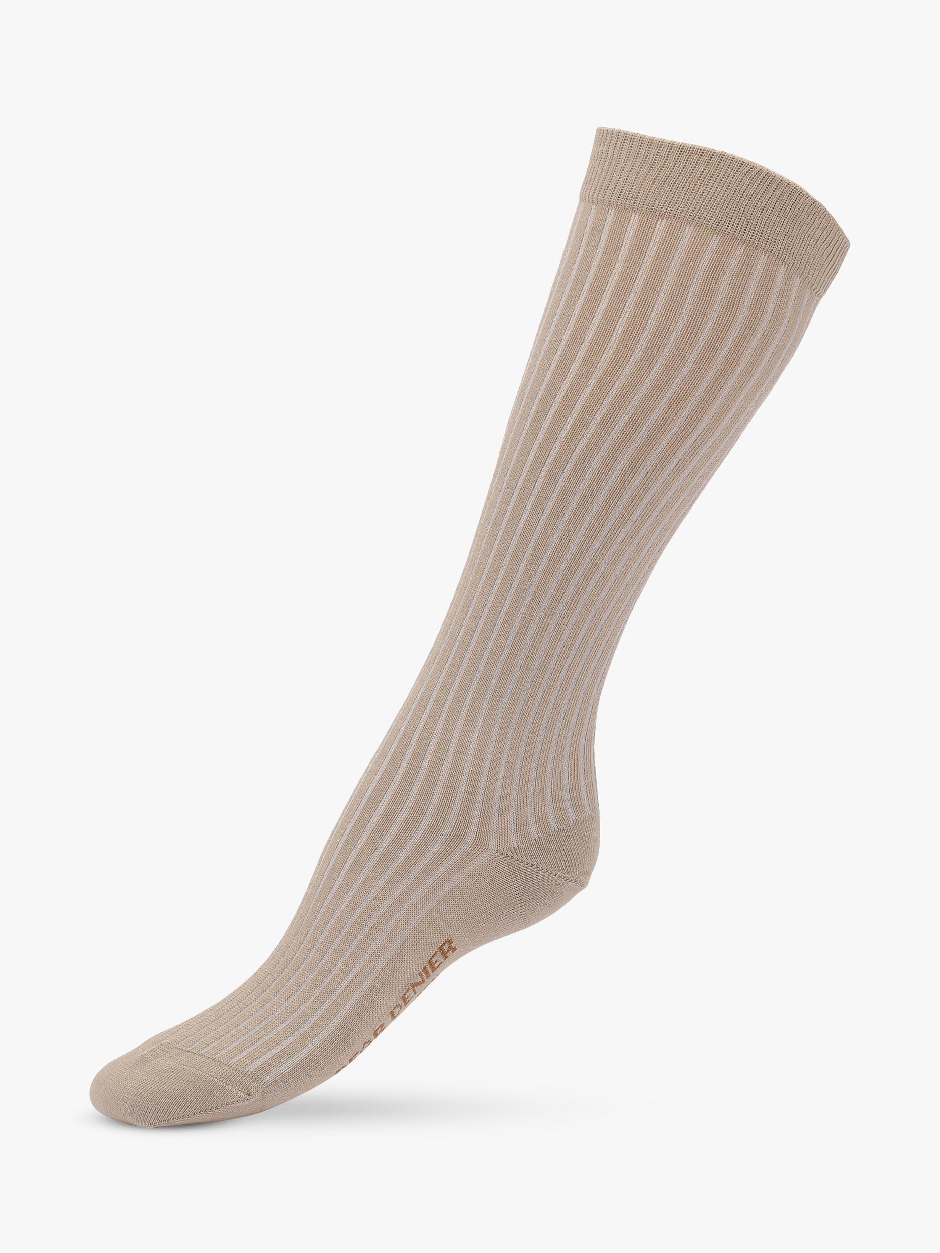 Dear Denier Matilde Knee High Ribbed Socks, Taupe