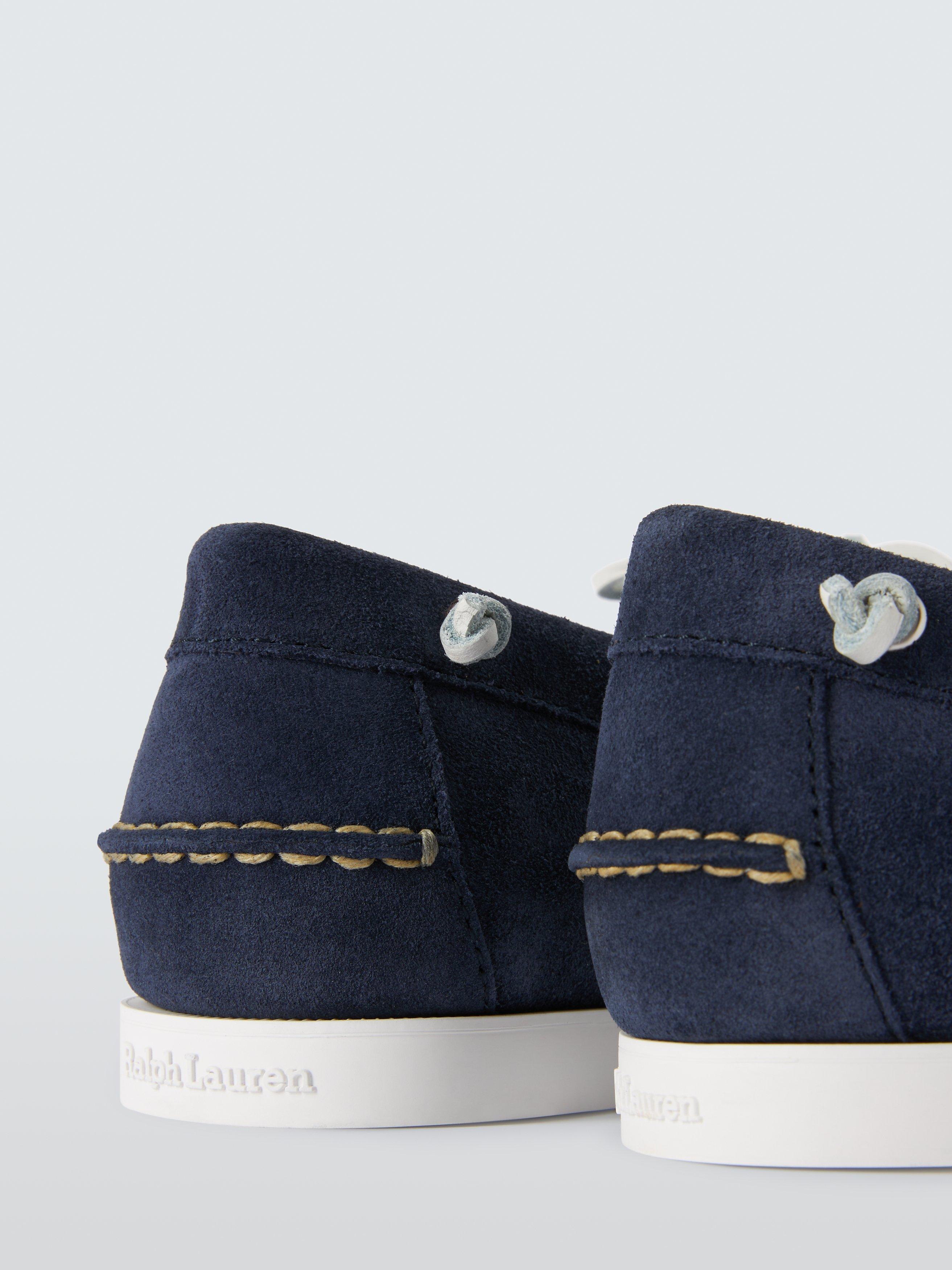 Product image 4 of 5, which shows Ralph Lauren Merton Hunter Suede Boat Shoes, Navy, 7