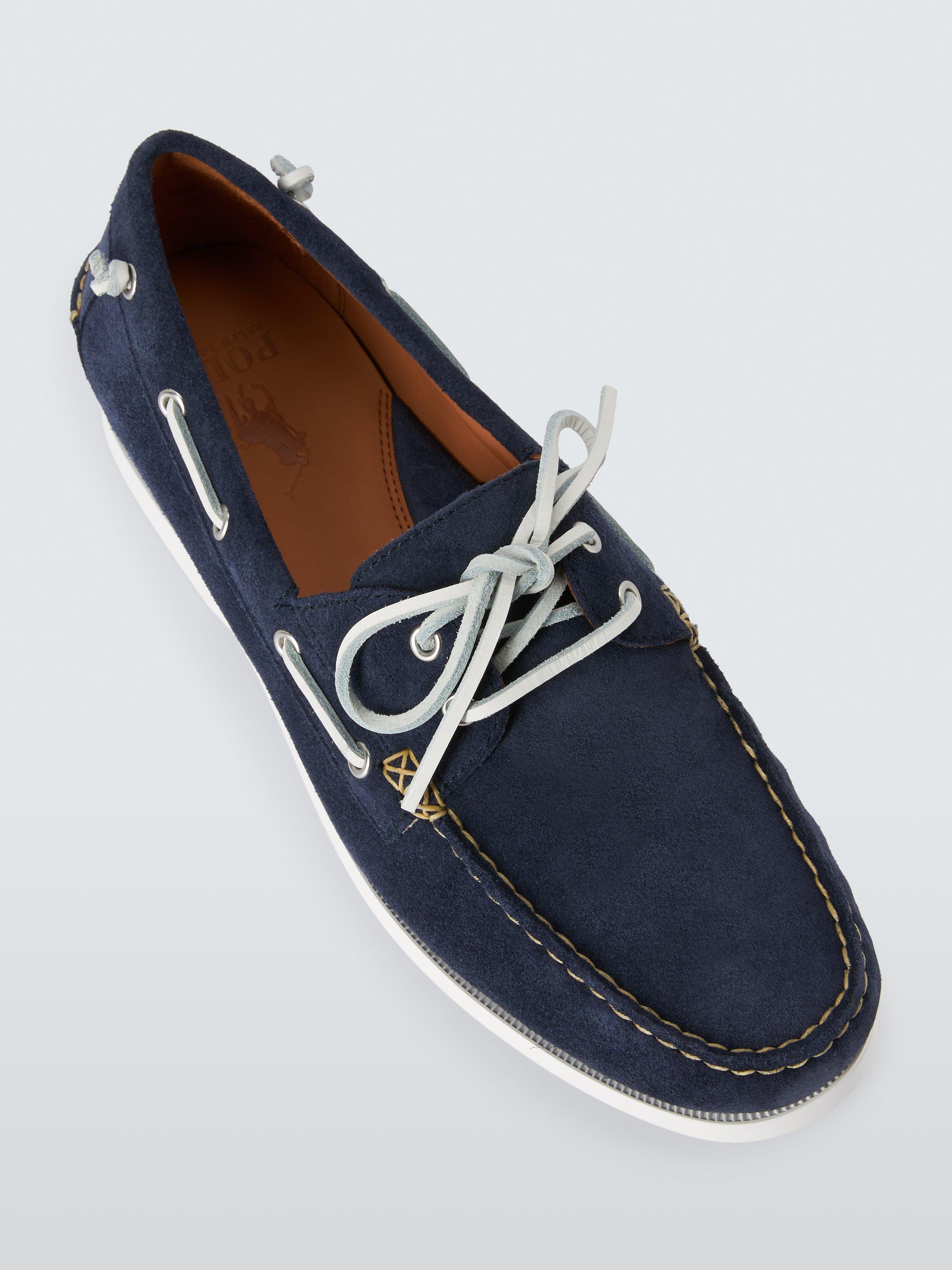 Ralph Lauren Merton Hunter Suede Boat Shoes, Navy, 7