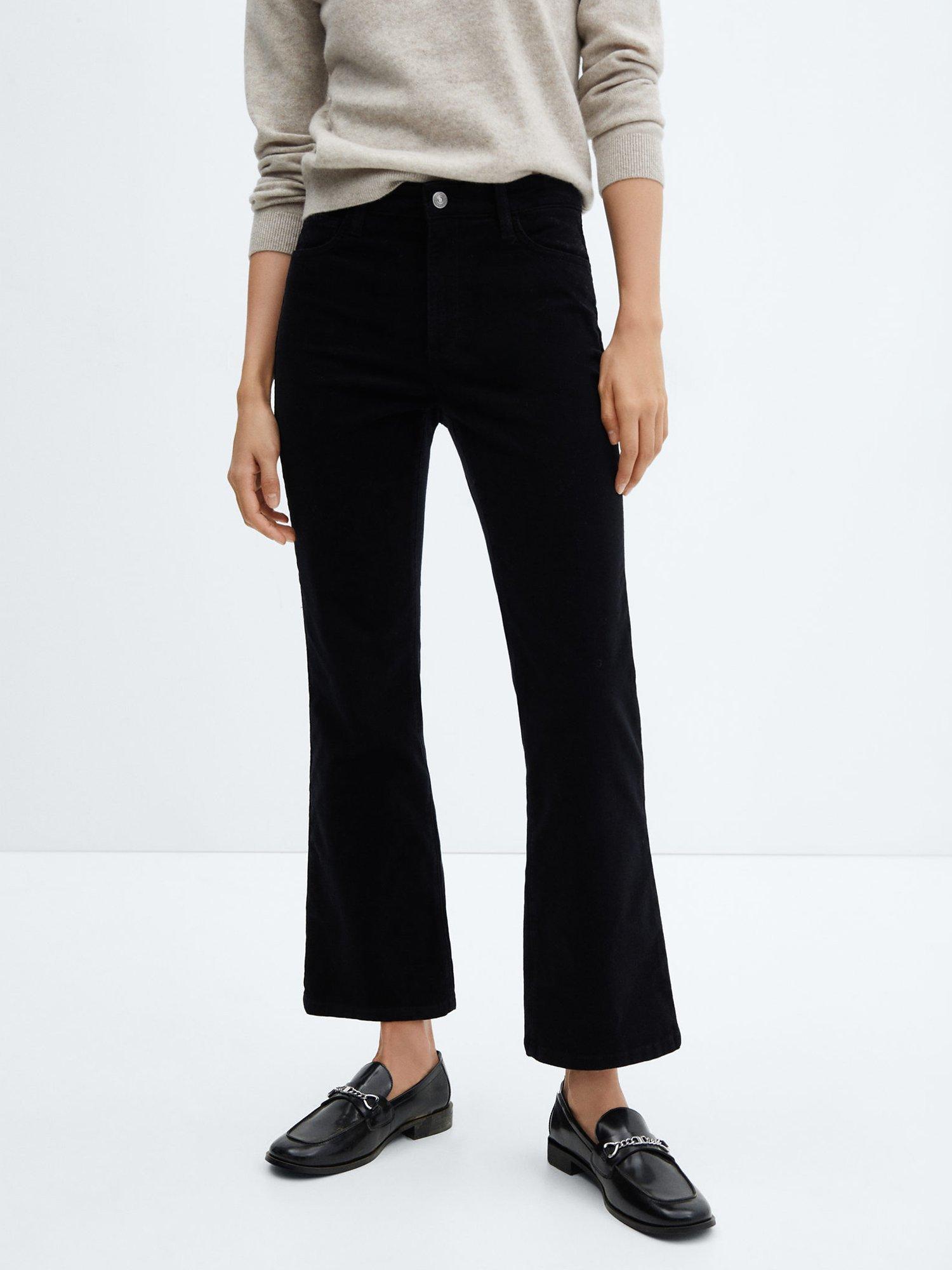Mango Crop Flared Jeans, Black