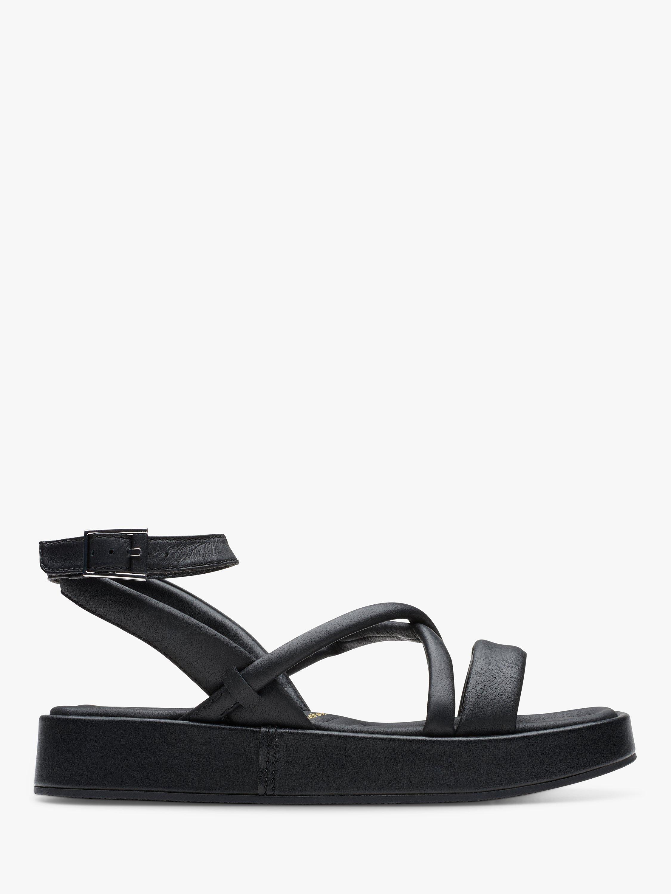 Clarks Alda Cross Leather Flatform Sandals